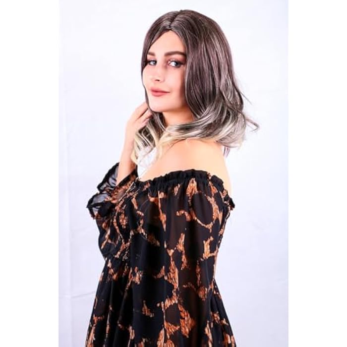 DILLARDS Synthetic Wig, Shoulder Length Wavy Hair, Brown To Blonde Ombre, Natural Look - Image 5